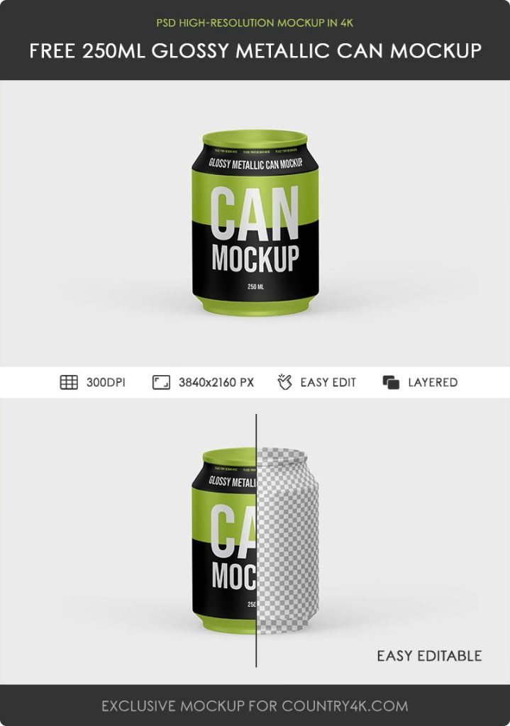 Mockup em PSD lata de Refrigerante de 250ML #1