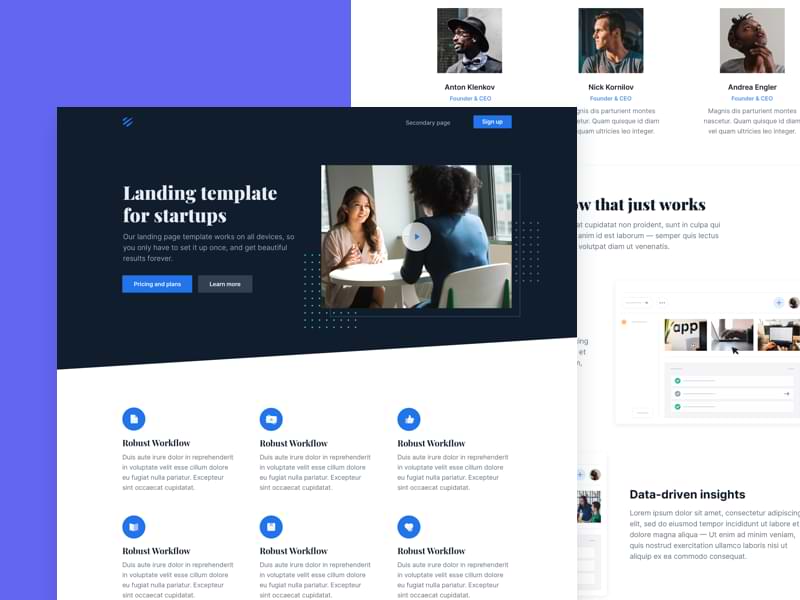 Tidy Free: HTML, React e Vue template for Startups